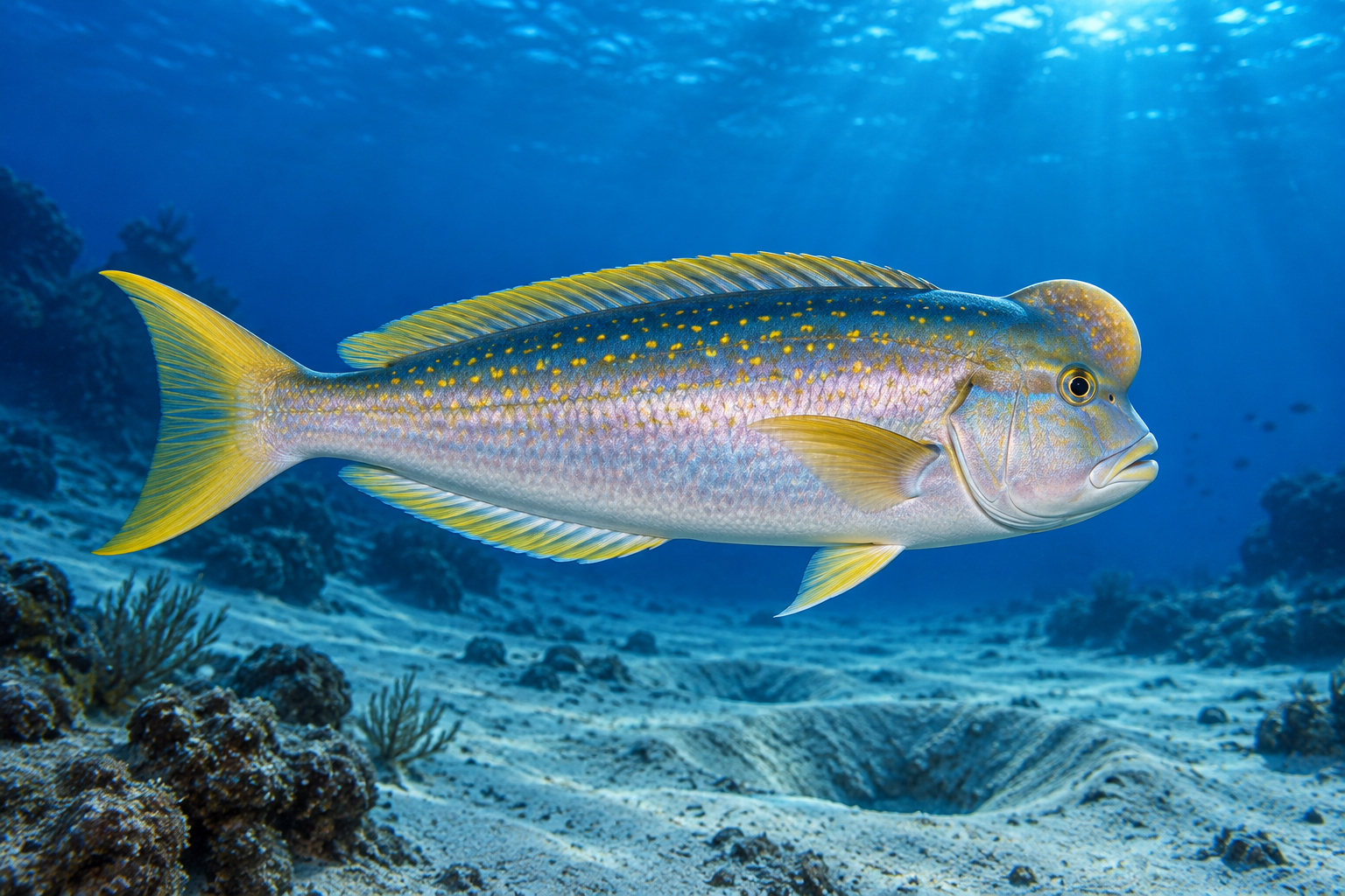 Generated underwater illustration of a golden tilefish